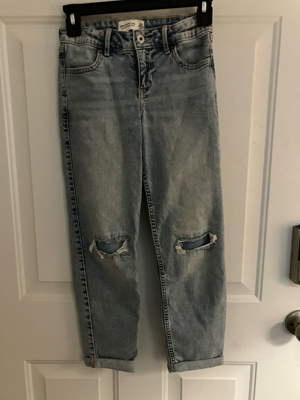 abercrombie kids light blue distressed jeans